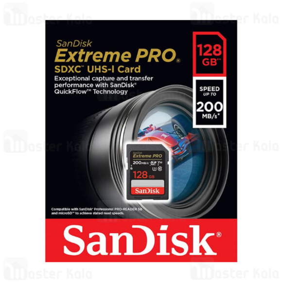 کارت حافظه SDXC سن دیسک مدل Extreme Pro کلاس 10 استاندارد UHS-I U3 سرعت 200mbps ظرفیت 128 گیگابایت-